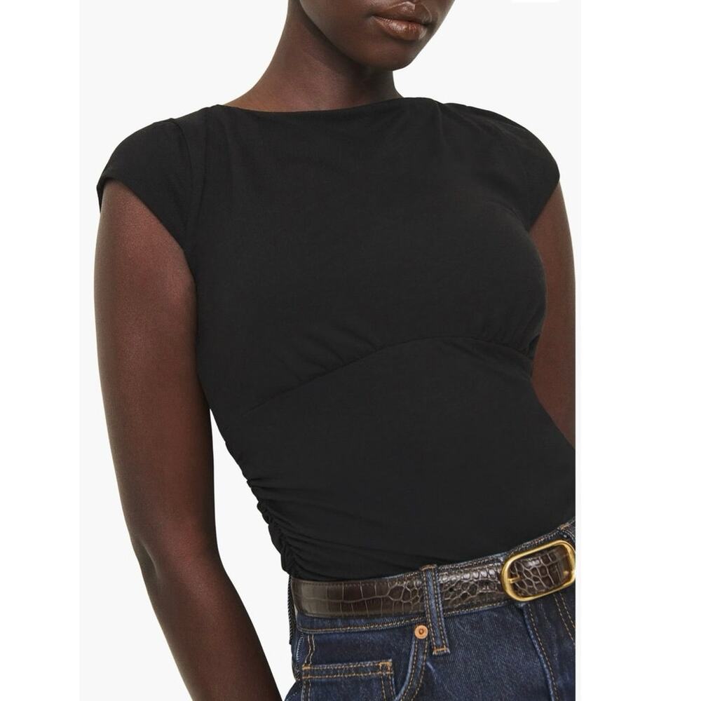 NWOT Reformation Madelyn Stretch Knit Top in Black SZ L